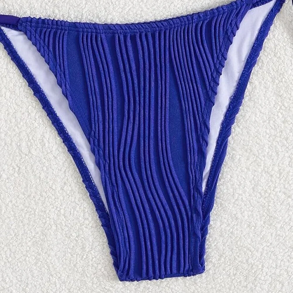 💙✨ Royal Blue Ribbed Triangle Bikini Set | Size Large | NWT ✨💙